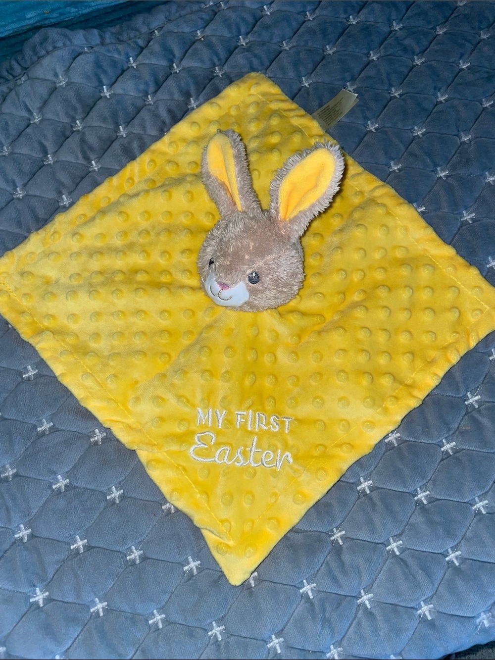 “My First Easter”  13” x 13” security lovey with rattle inside
